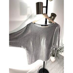 Lauren Ralph Lauren top metallic dolman longsleeve silver shiny special occasion